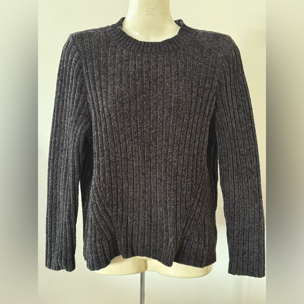 Jachs Girlfriend Chenille Charcoal/black Ribbed Knit Sweater, very cozy. Small.